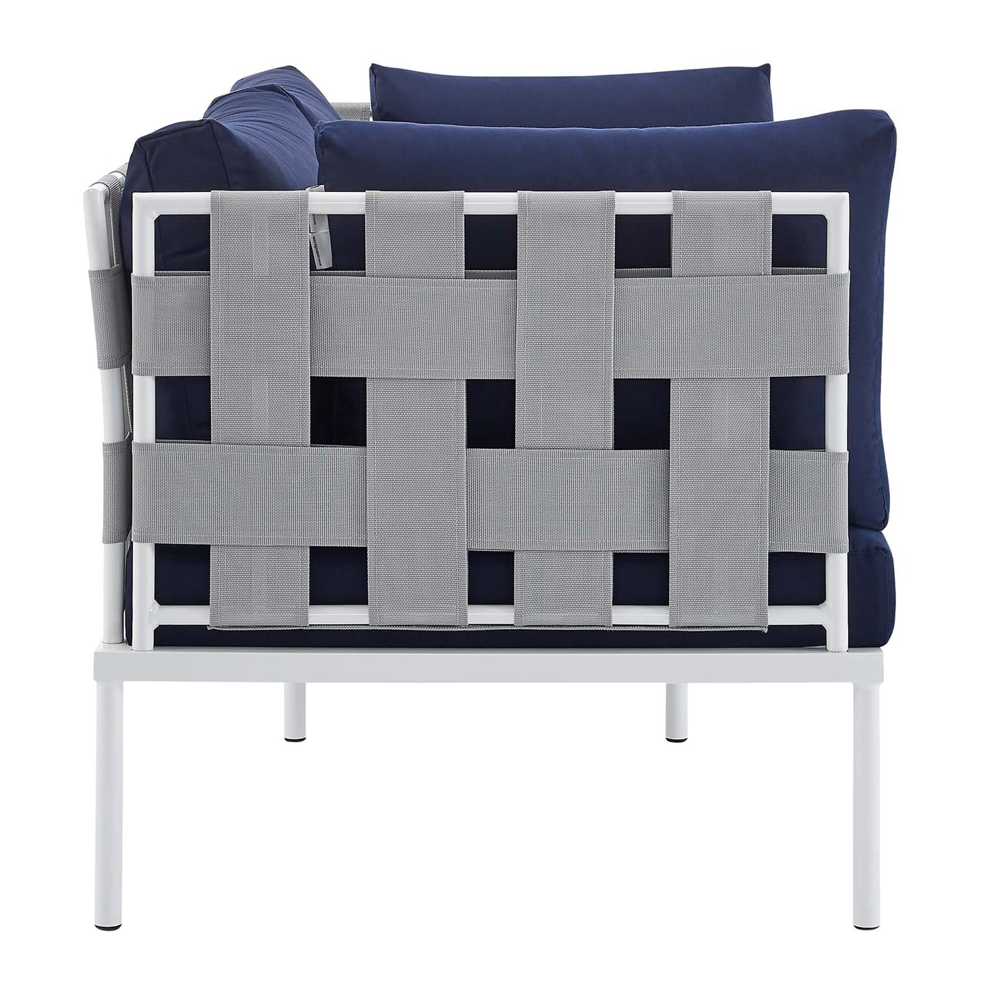 Modway EEI-4964-GRY-NAV Harmony Sunbrella Gray Navy Outdoor Patio Aluminum Loveseat