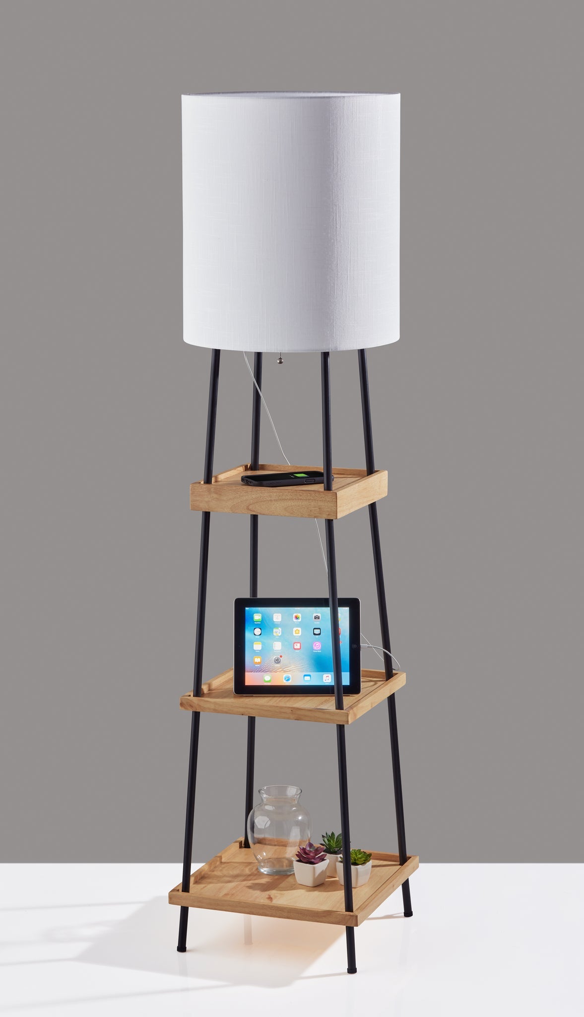 Henry AdessoCharge Shelf Floor Lamp- Natural