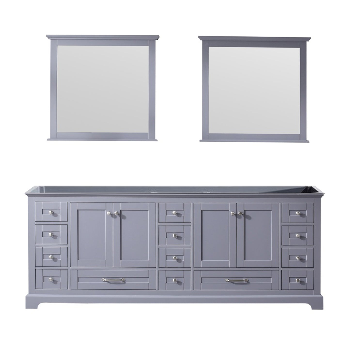 Dukes 84" Dark Grey Double Vanity, no Top and 34" Mirrors