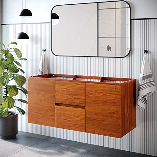 Modway EEI-5882-CHE Scenic 48" Single Wall-Mount Bathroom Vanity Cabinet, Cherry Walnut