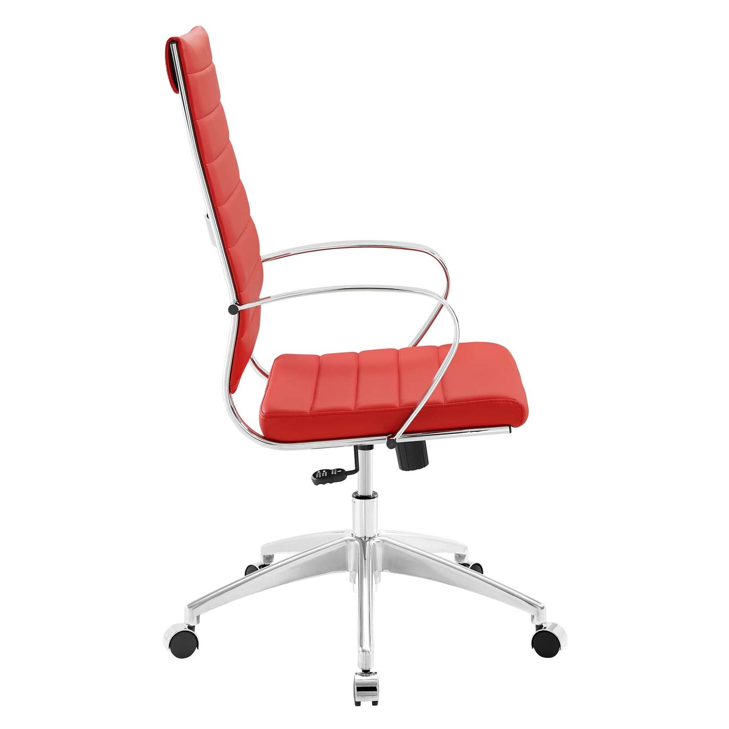 Modway Jive High Back Ribbed Faux Leather Office Swivel Chair in Red