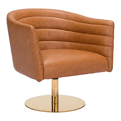 Zuo Modern - Justin Accent Chair Brown - Modern - Seating - Steel, Stainless Steel, Foam, 100% Polyurethane - Indoor - 27.2in Height