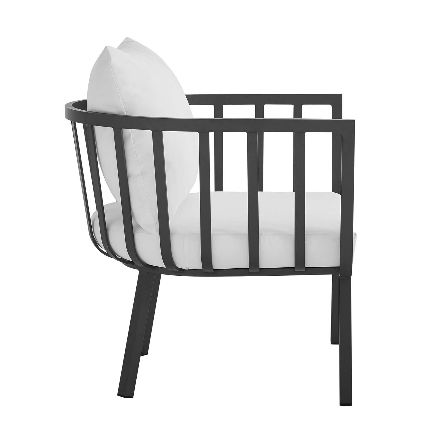 Modway Riverside Aluminum Patio Armchair in Gray and White (Set of 2)