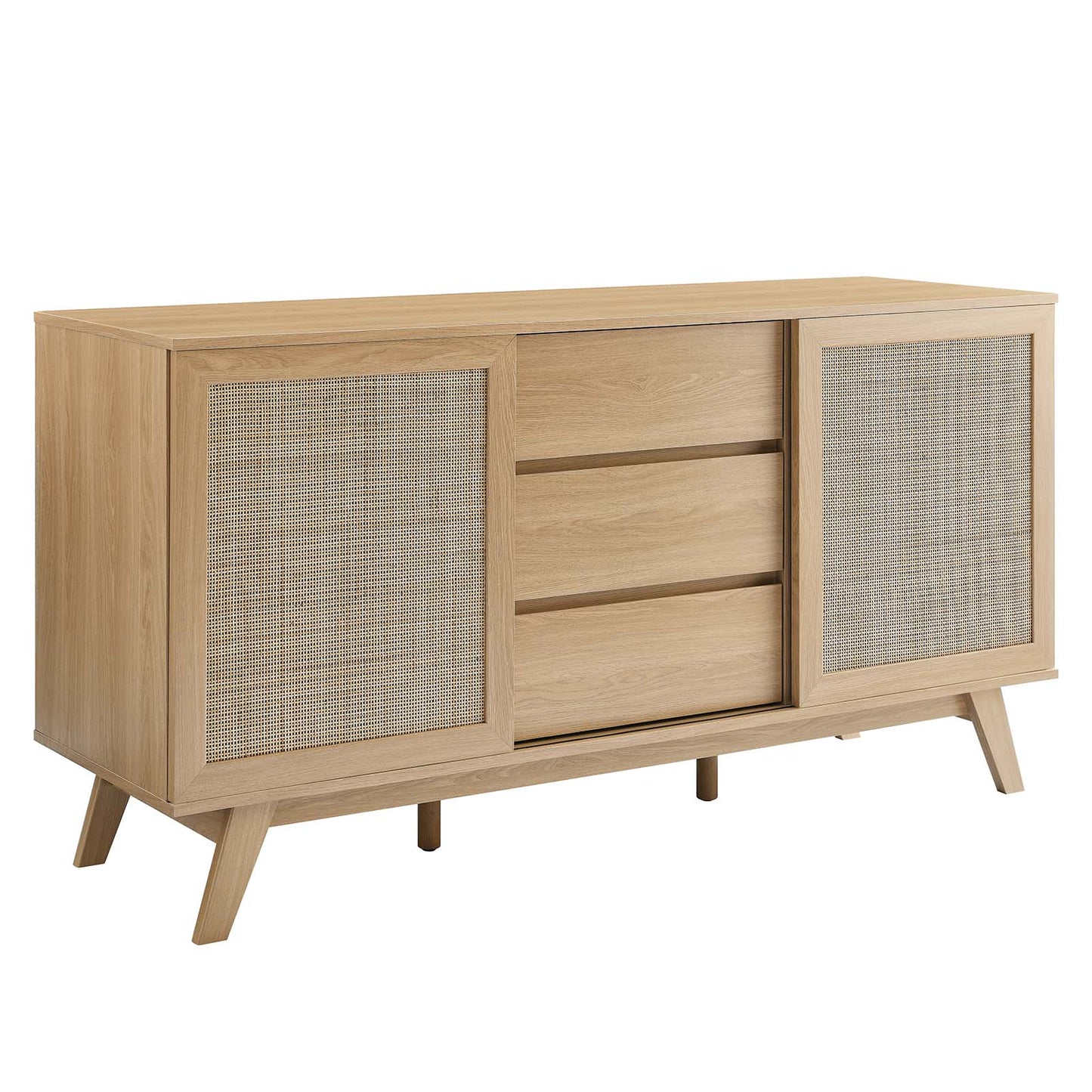 Modway Soma 59" Rattan High TV Stand Sideboard, Oak