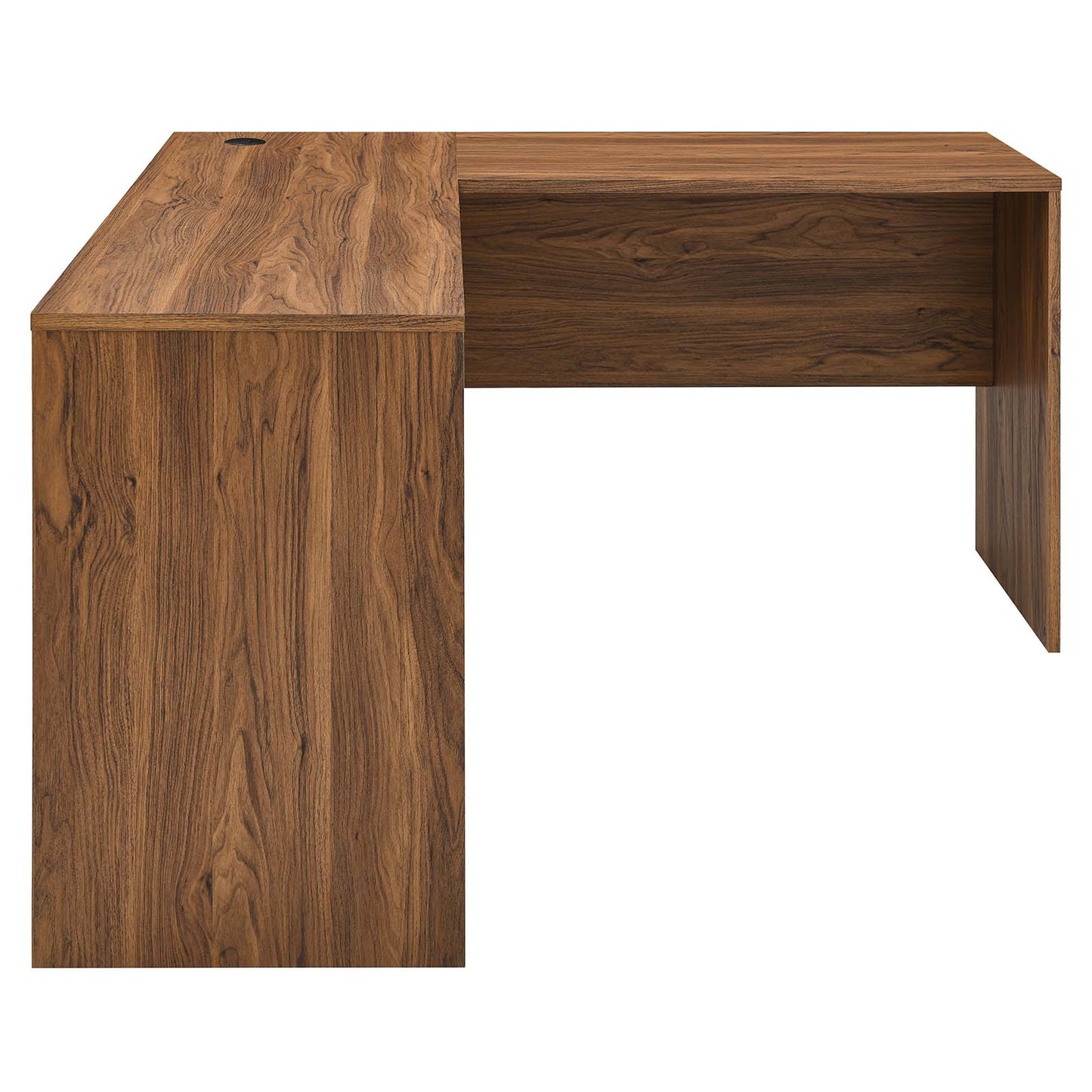 Modway Transmit Mid-Century Modern Office Desk and File Cabinet in Walnut White