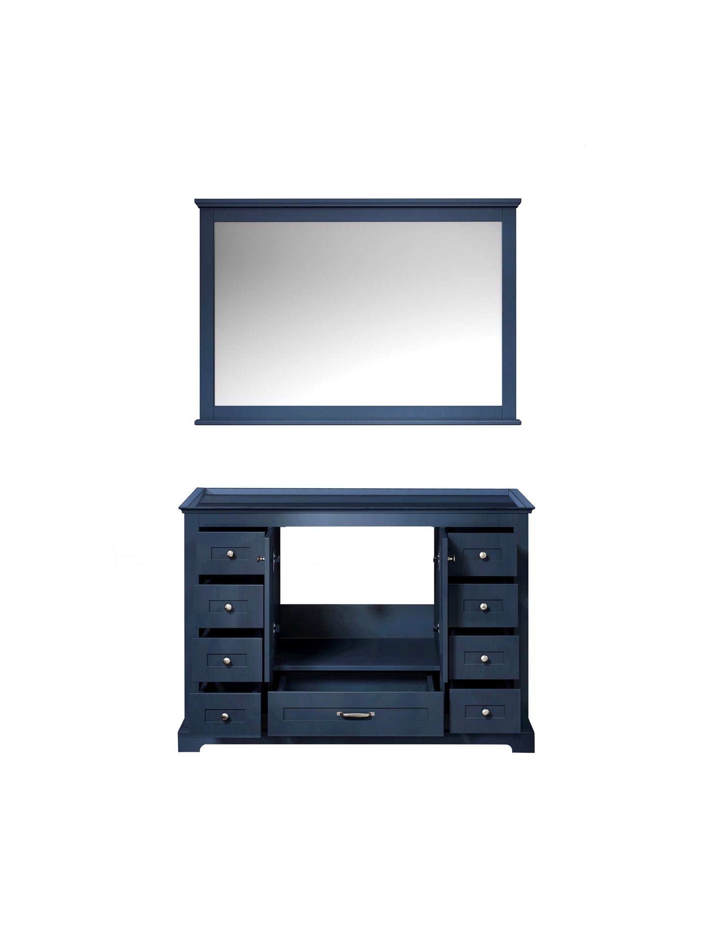 Dukes 48" Navy Blue Single Vanity, no Top and 46" Mirror