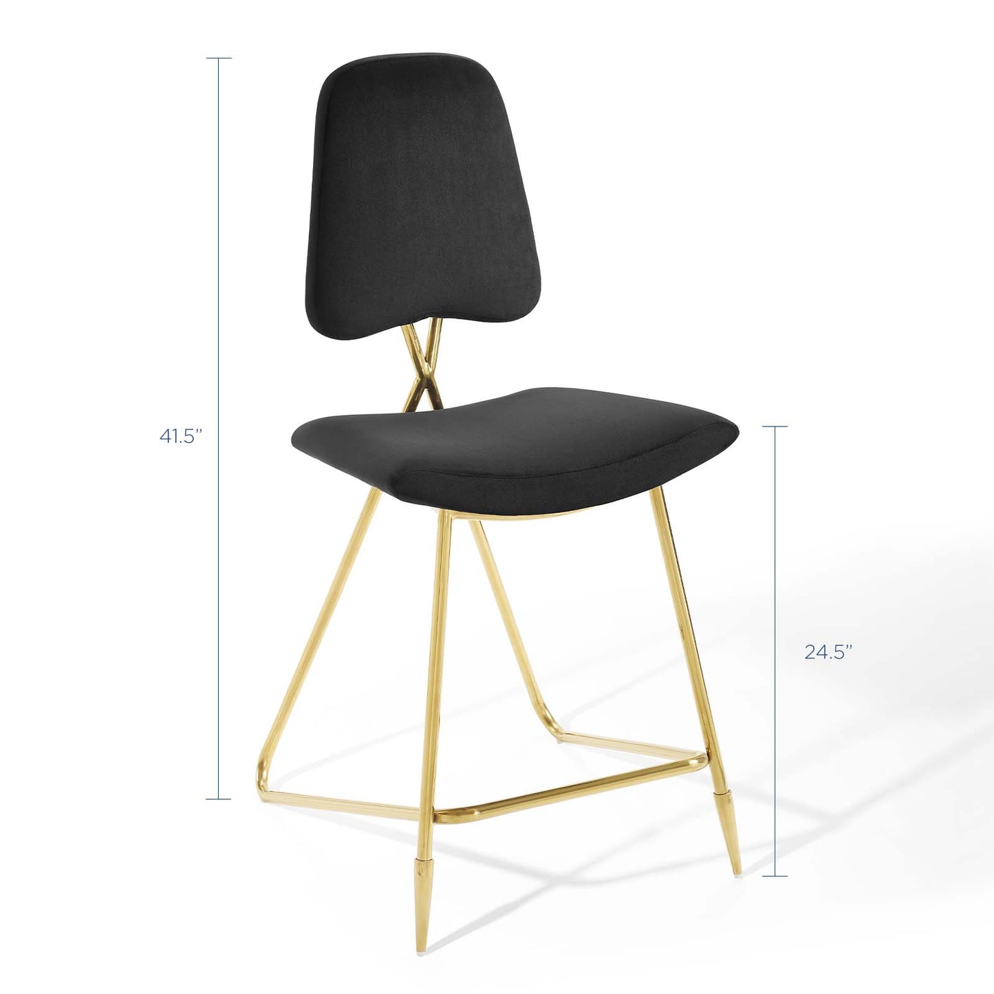 Modway Ponder Counter Stool Performance Velvet Set of 2 in Black