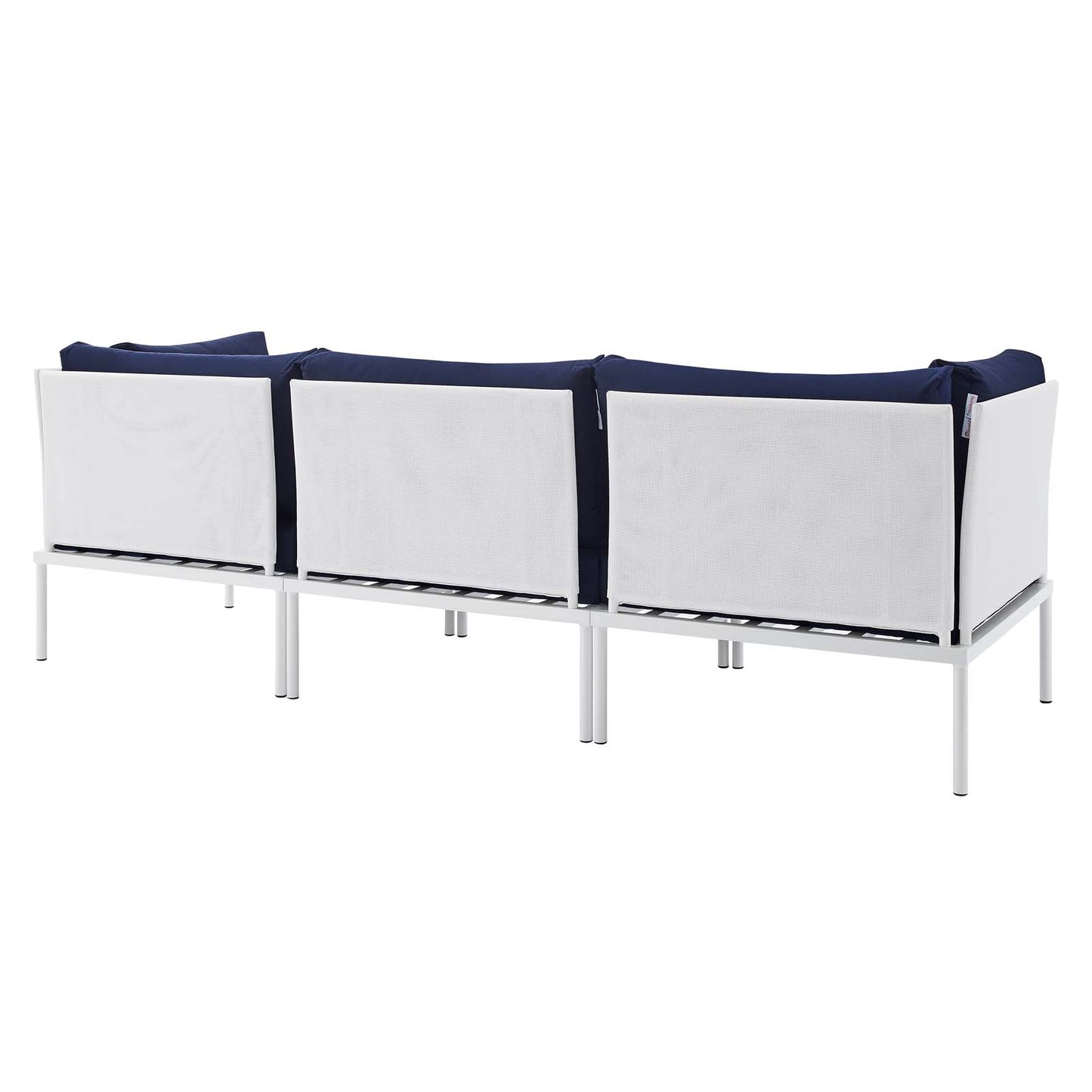 Modway EEI-4967-WHI-NAV Harmony Sunbrella White Navy Outdoor Patio Aluminum Sofa