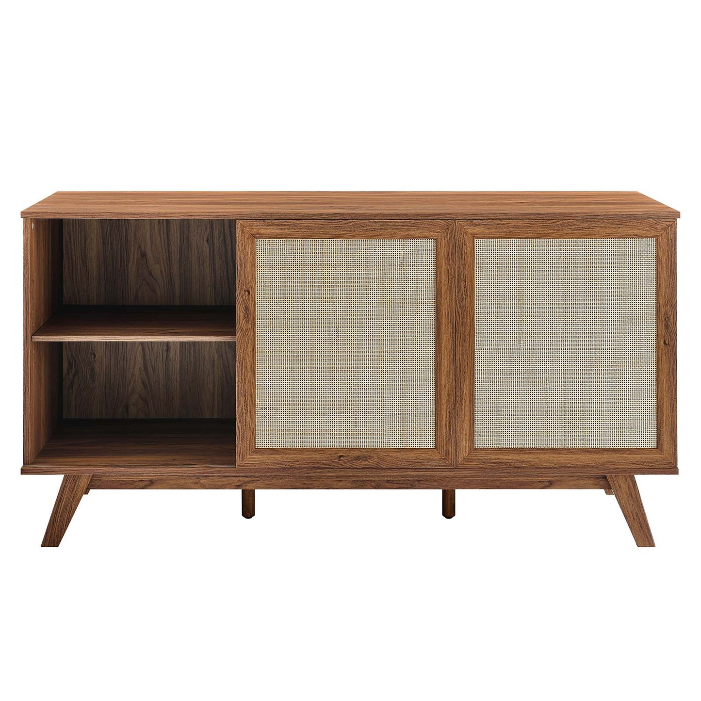 Modway Soma 59" Rattan High TV Stand Sideboard, Walnut