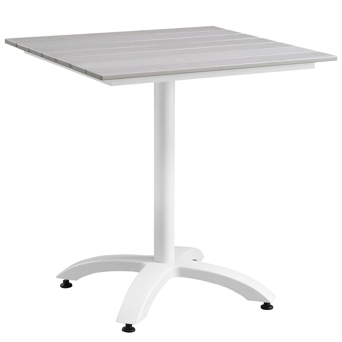 Modway Maine Aluminum Outdoor Patio 28" Dining Table in White Light Gray