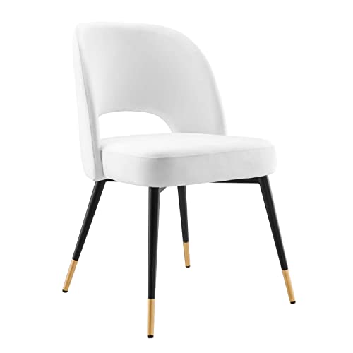 Modway Rouse Performance Velvet Dining Side Chair in White 23 x 20 x 32