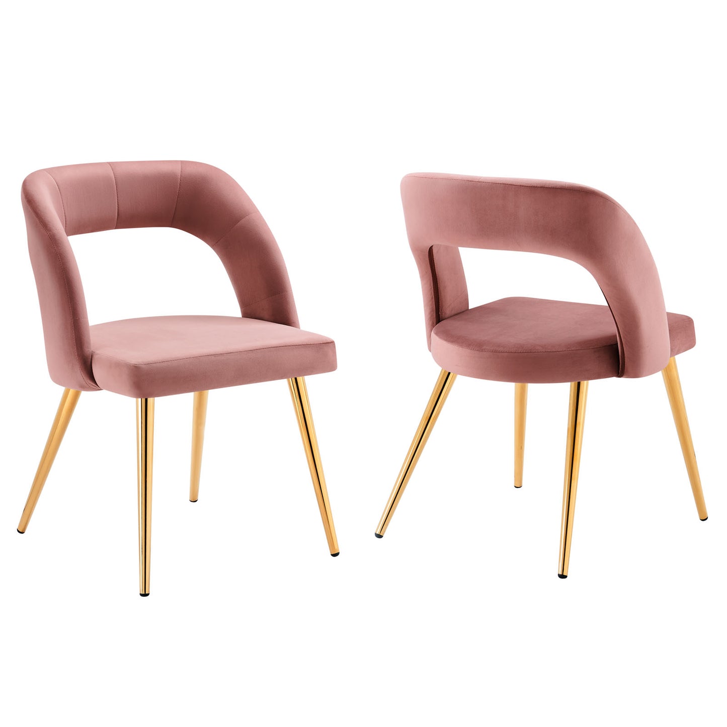 Modway Performance Velvet Set of 2 in Gold Dusty Rose Dining Chair