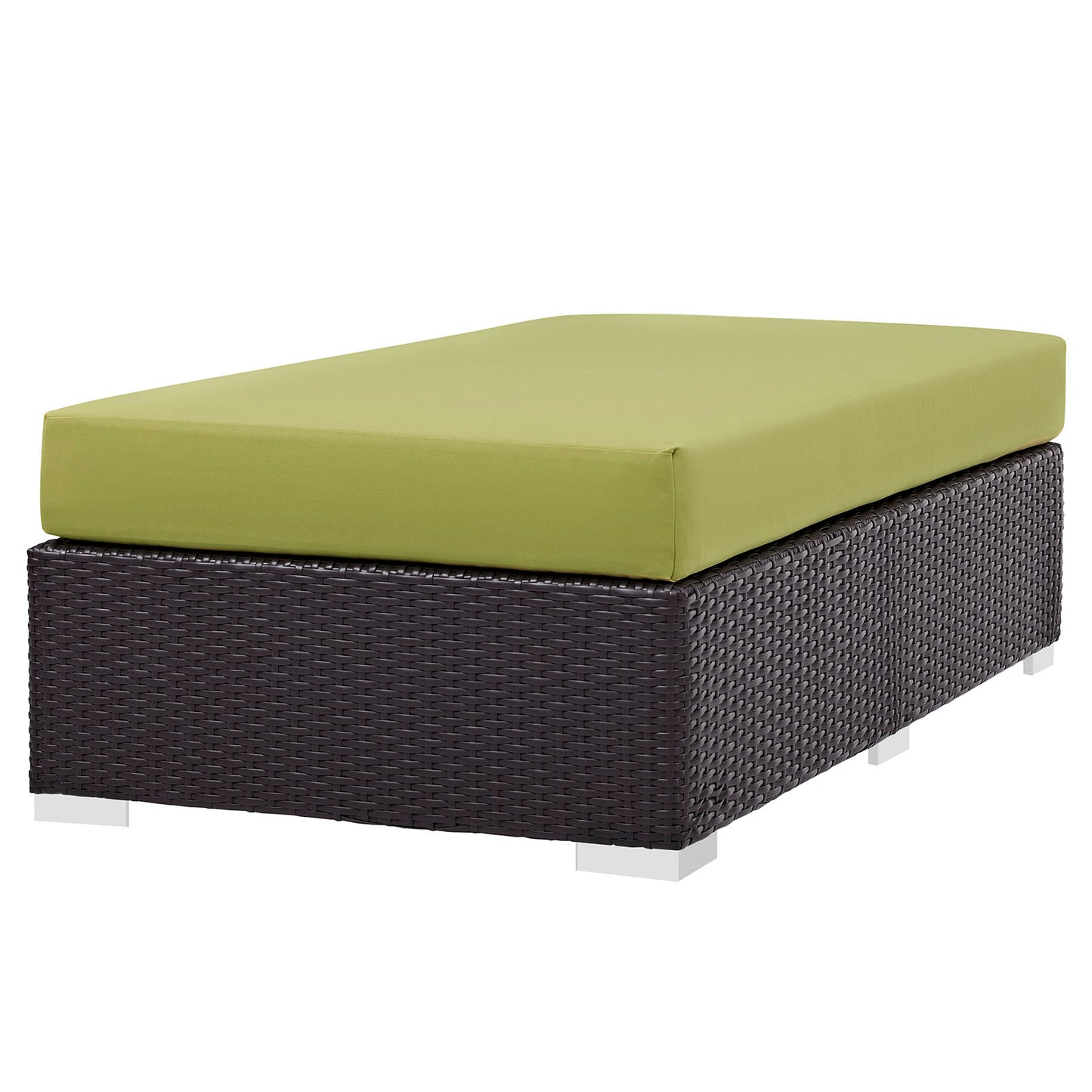 Modway Convene Wicker Rattan Outdoor Patio Rectangle Ottoman in Espresso Peridot