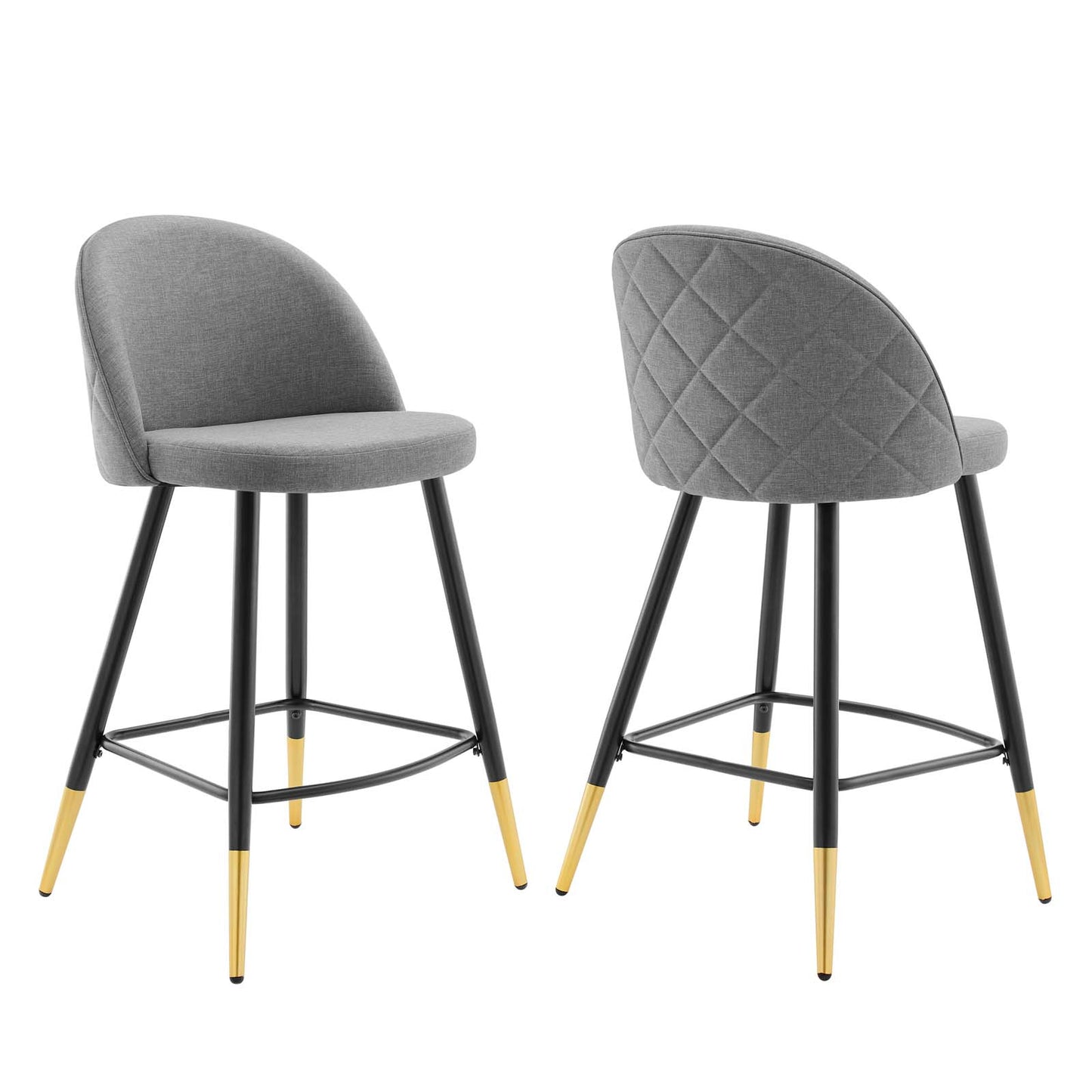 Modway Cordial Fabric Upholstered Dining Counter Stools in Light Gray - Set of 2