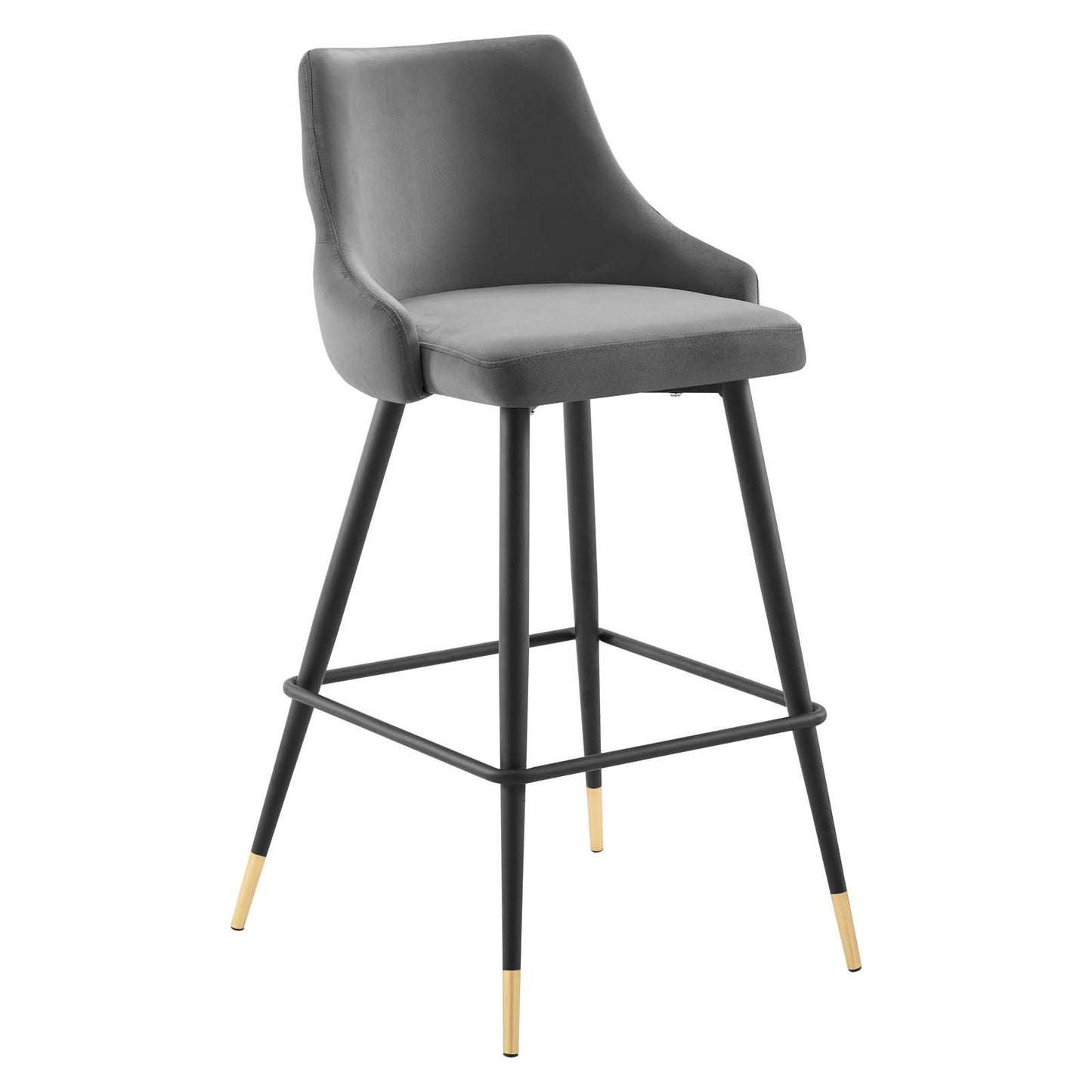 Modway Adorn Tufted Performance Velvet Bar Stool in Gray