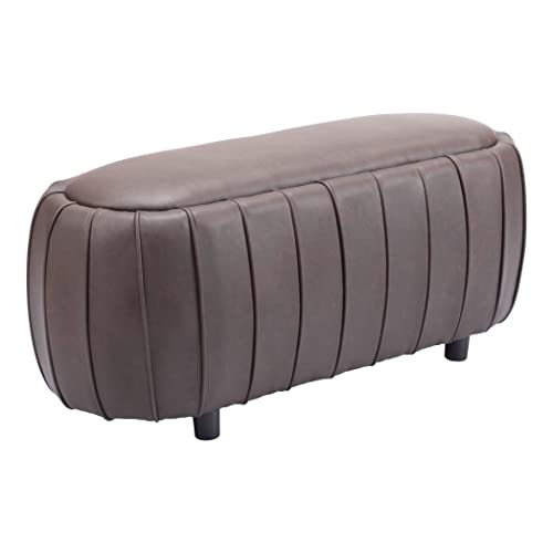 Zuo Modern - Ghenta Bench Vintage Brown - Modern - Seating - Plywood, Polypropylene, Foam, 100% Polyurethane - Indoor - 18.1in Height