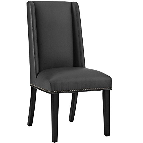 Modway Baron Modern Tall Back Wood Faux Leather Upholstered Parsons Kitchen and Dining Room Chair