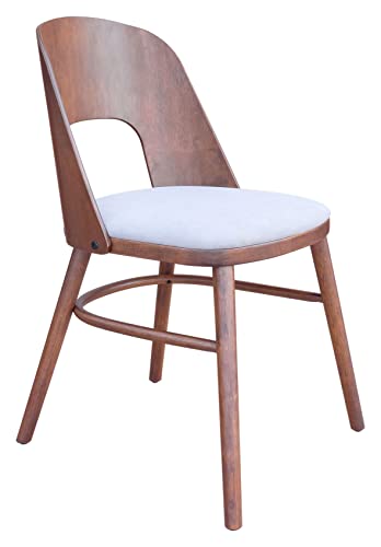 Zuo Modern Iago Dining Chair Gray & Walnut, Light Gray, Walnut