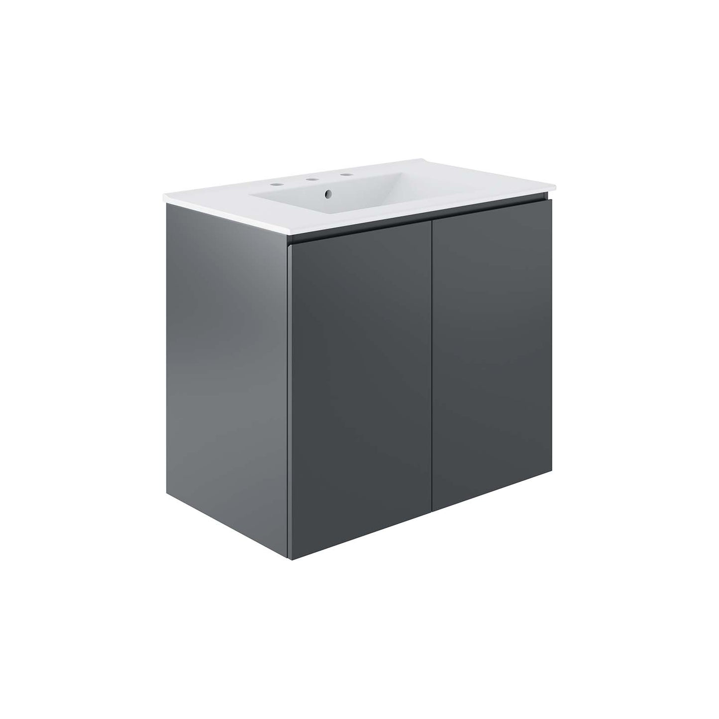 Modway Gray and White Bryn Wall-Mount Bathroom Vanity EEI-5778-GRY-WHI