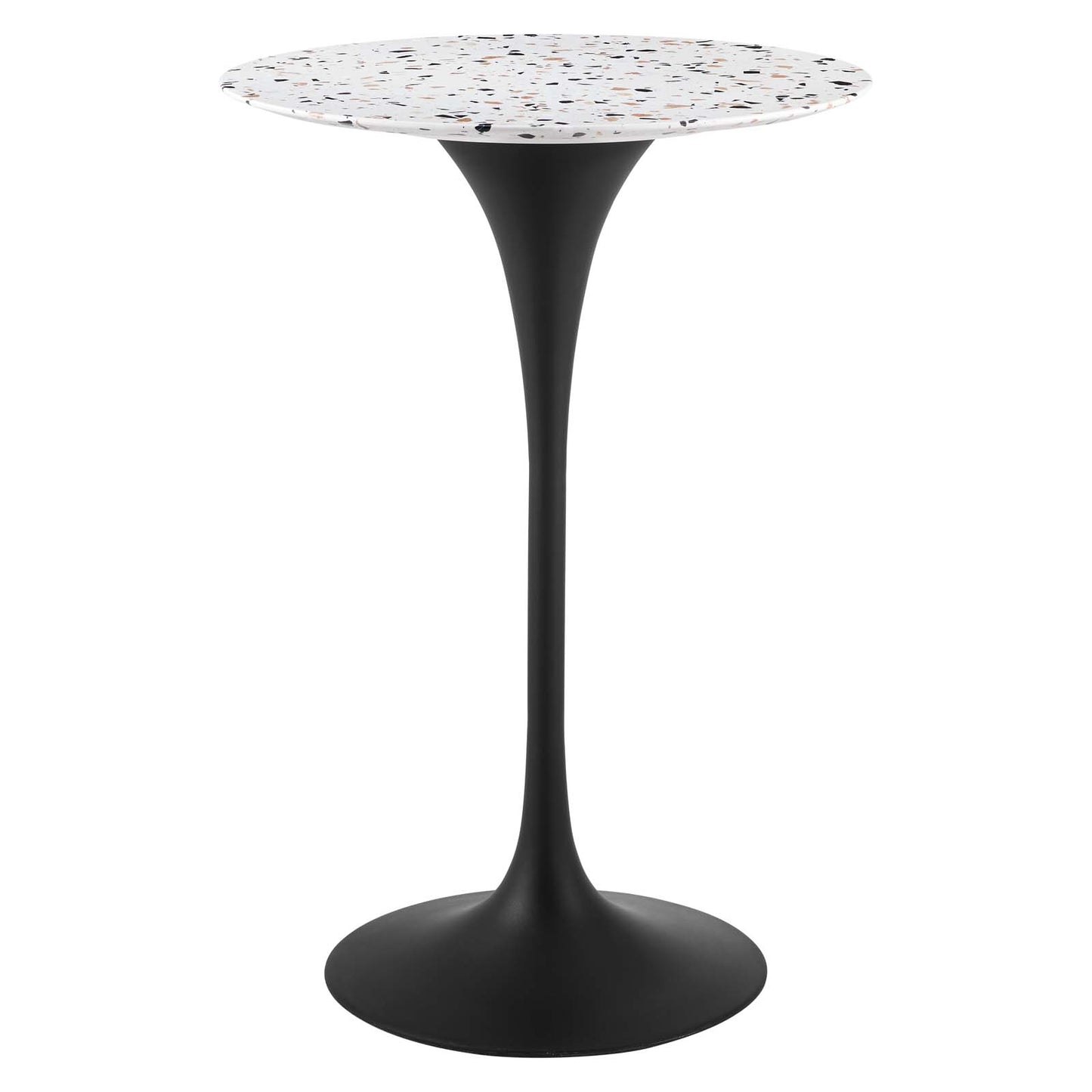 Modway Black and White Lippa Round Terrazzo Bar Table EEI-5709-BLK-WHI