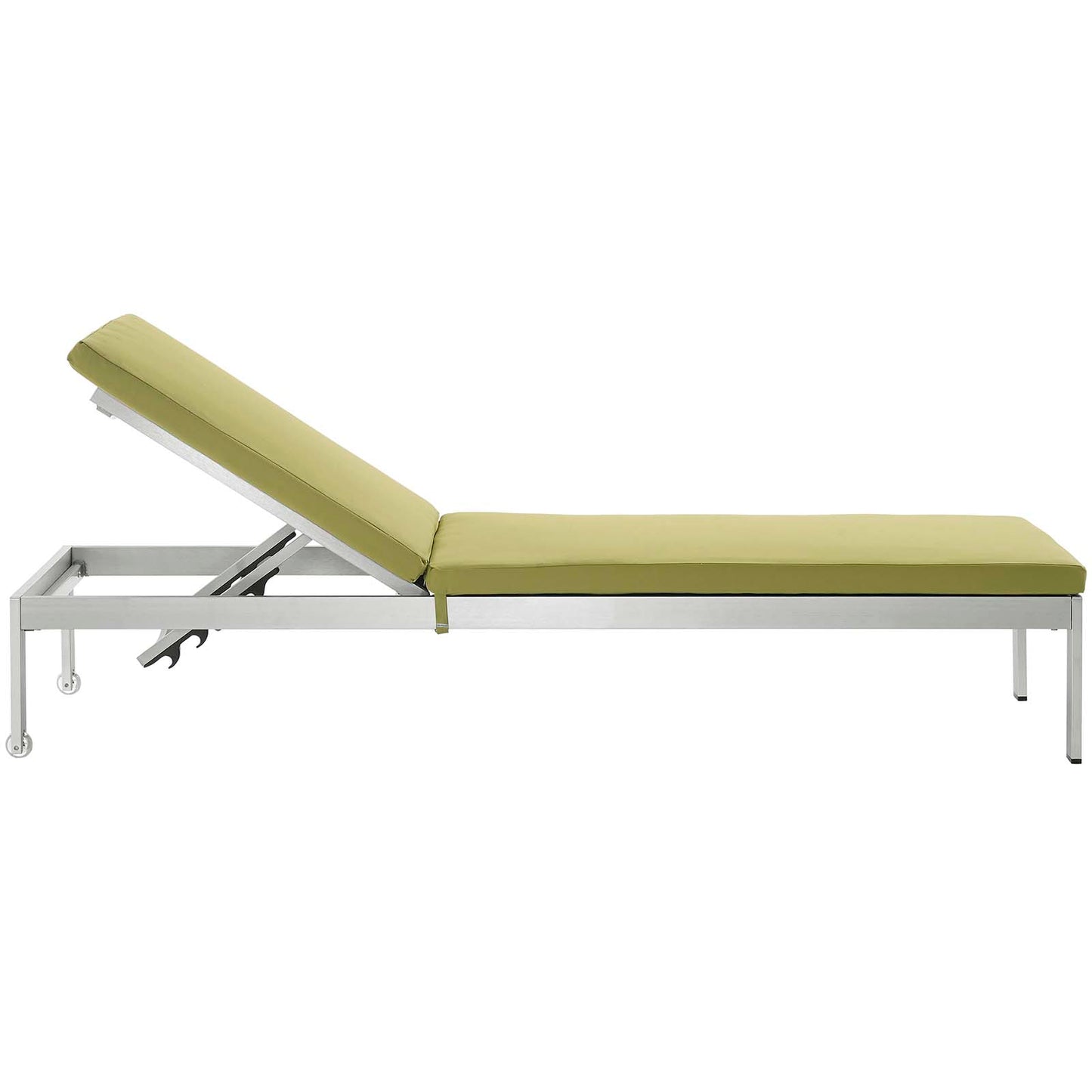 Modway Shore Aluminum Outdoor Patio Chaise Poolside Lounge Chair with Cushion, Peridot