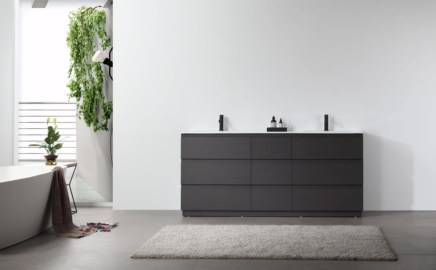 ROTHENBURG 72” CHARCOAL FREESTANDING MODERN BATHROOM VANITY