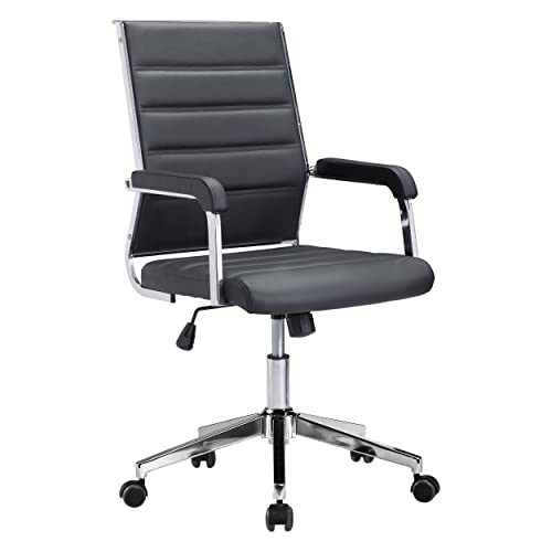 Zuo Modern - Liderato Office Chair Black - Modern - Seating - Steel, Steel, Foam, 100% Polyurethane - Indoor - 41.3in Height