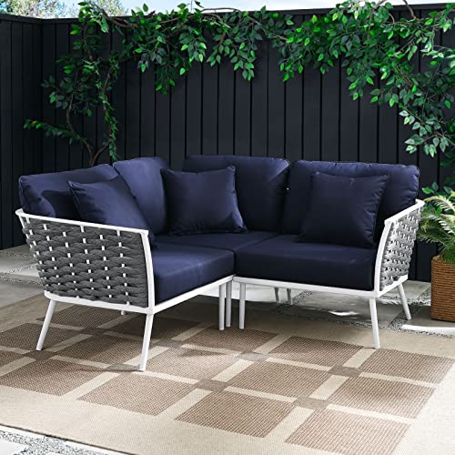 Modway Stance Outdoor Patio Woven Rope Aluminum Sectional Sofa