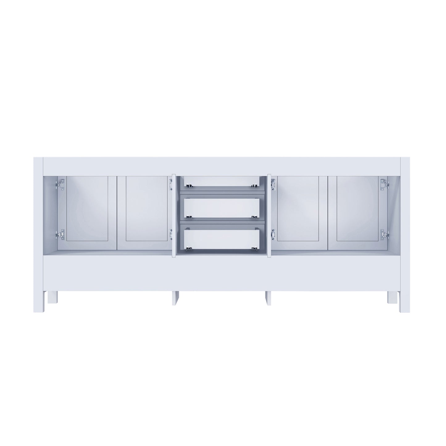 Jacques 80" White Double Vanity, no Top and 30" Mirrors