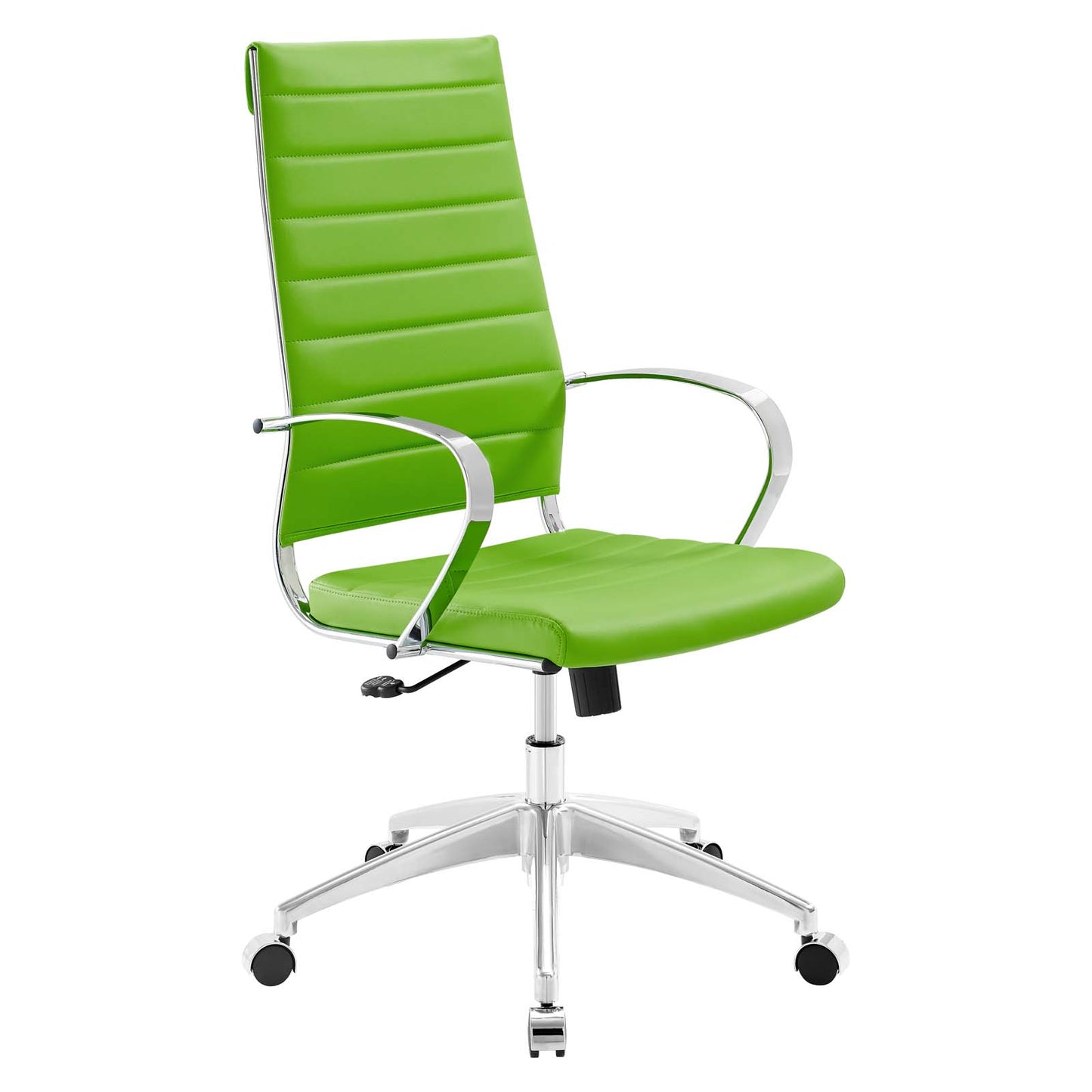 Modway Jive High Back Ribbed Faux Leather Office Swivel Chair in Bright Green