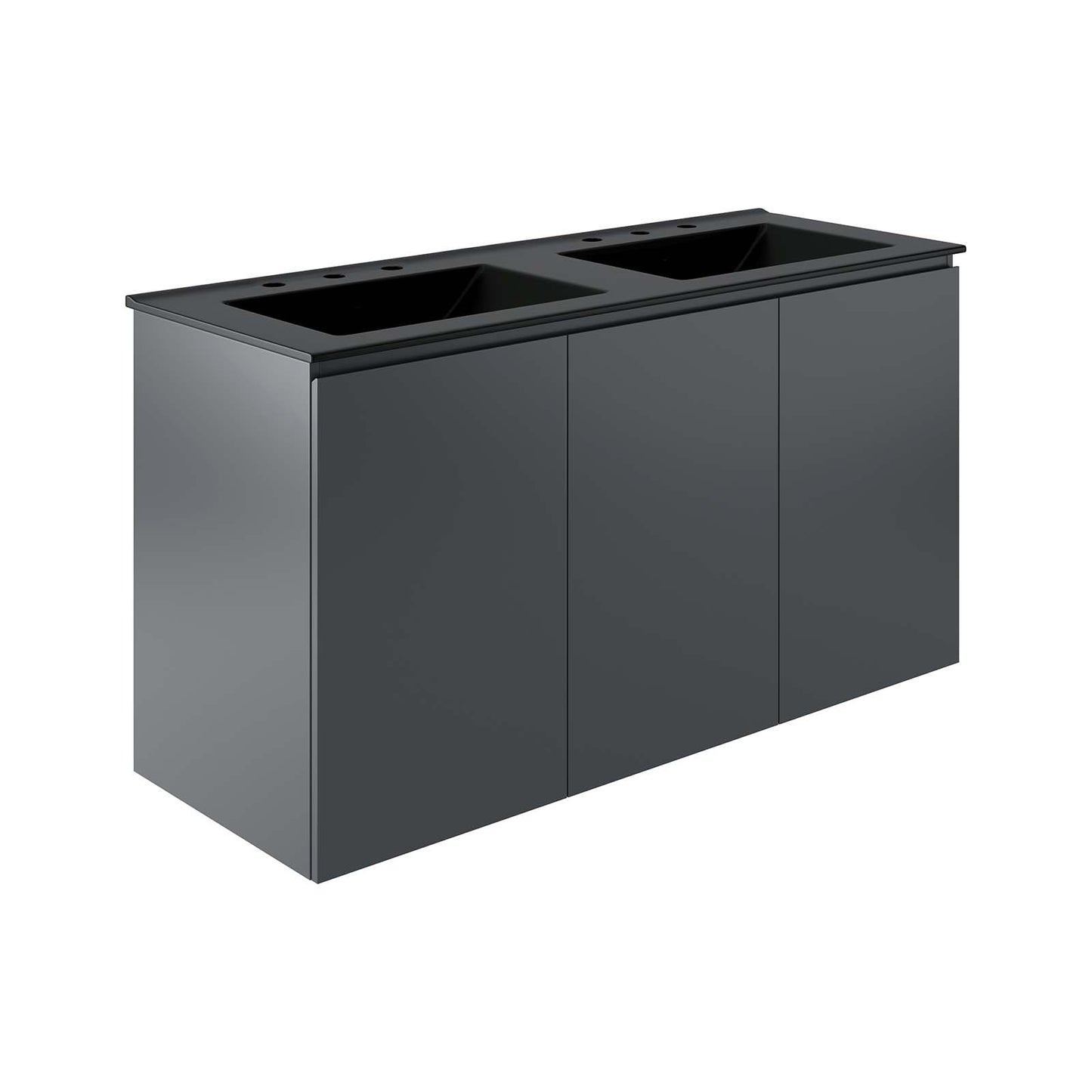 Modway Gray Bryn Wall-Mount Double Sink Bathroom Vanity EEI-5781-GRY-BLK