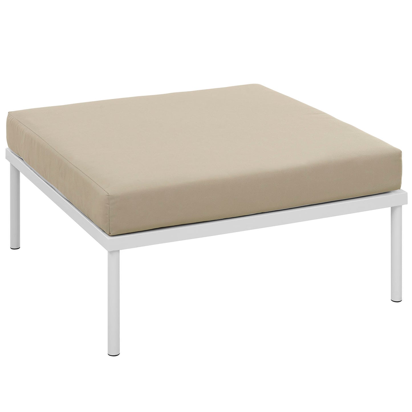 Modway Harmony Aluminum Outdoor Patio Ottoman with Cushion in White Beige