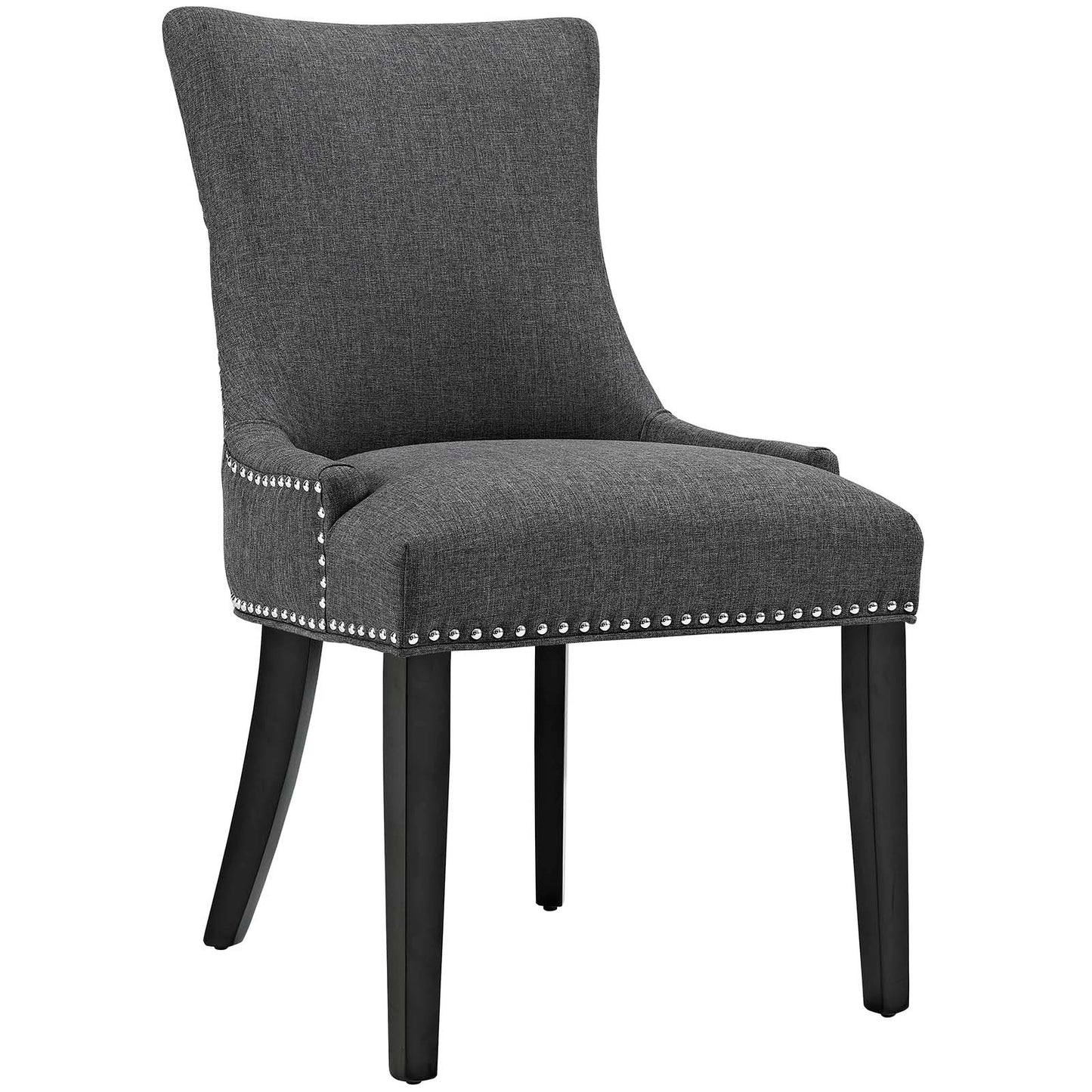 Modway Marquis Modern Upholstered Fabric Two Dining Chairs with Nailhead Trim in Gray