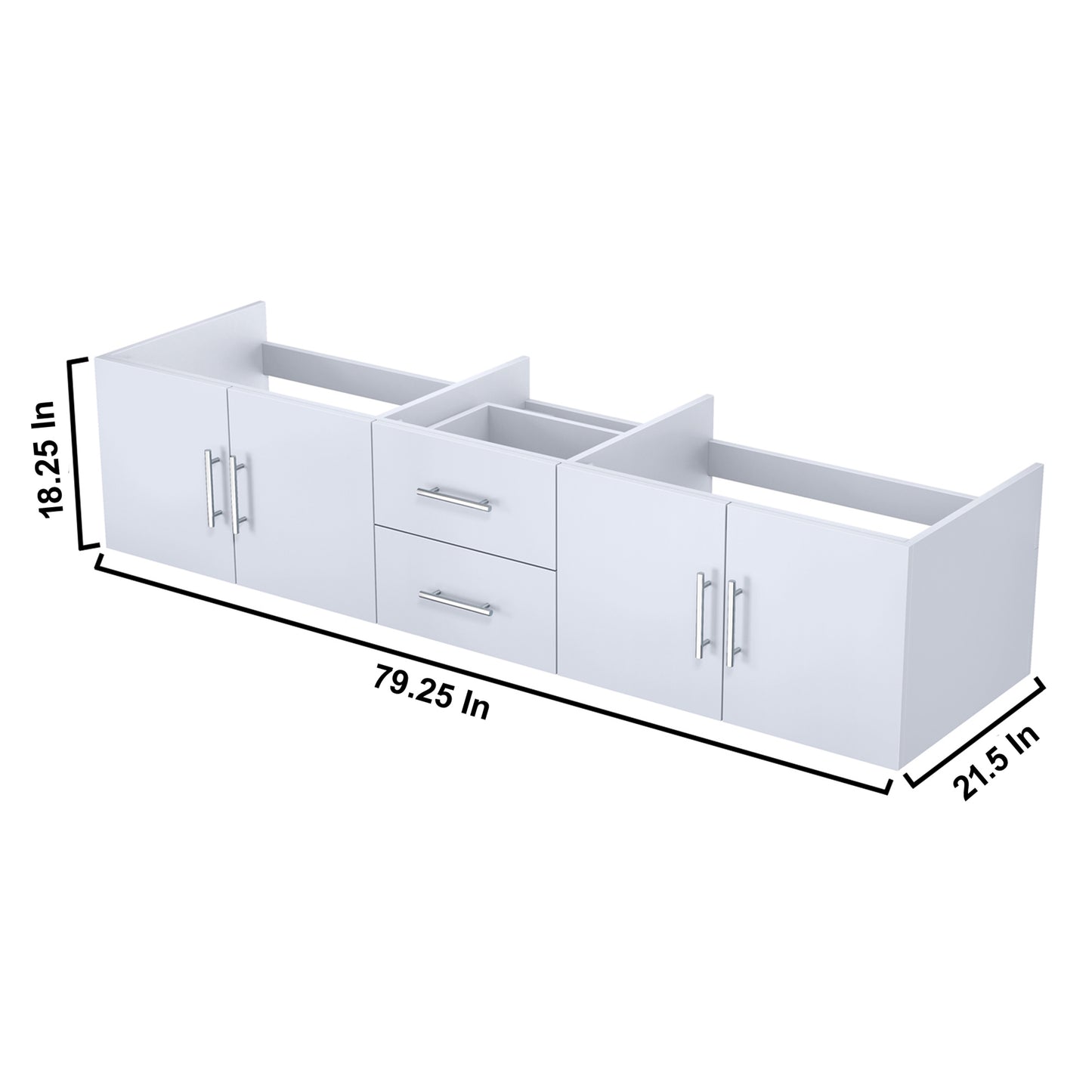 Geneva 80" Glossy White Vanity Cabinet Only