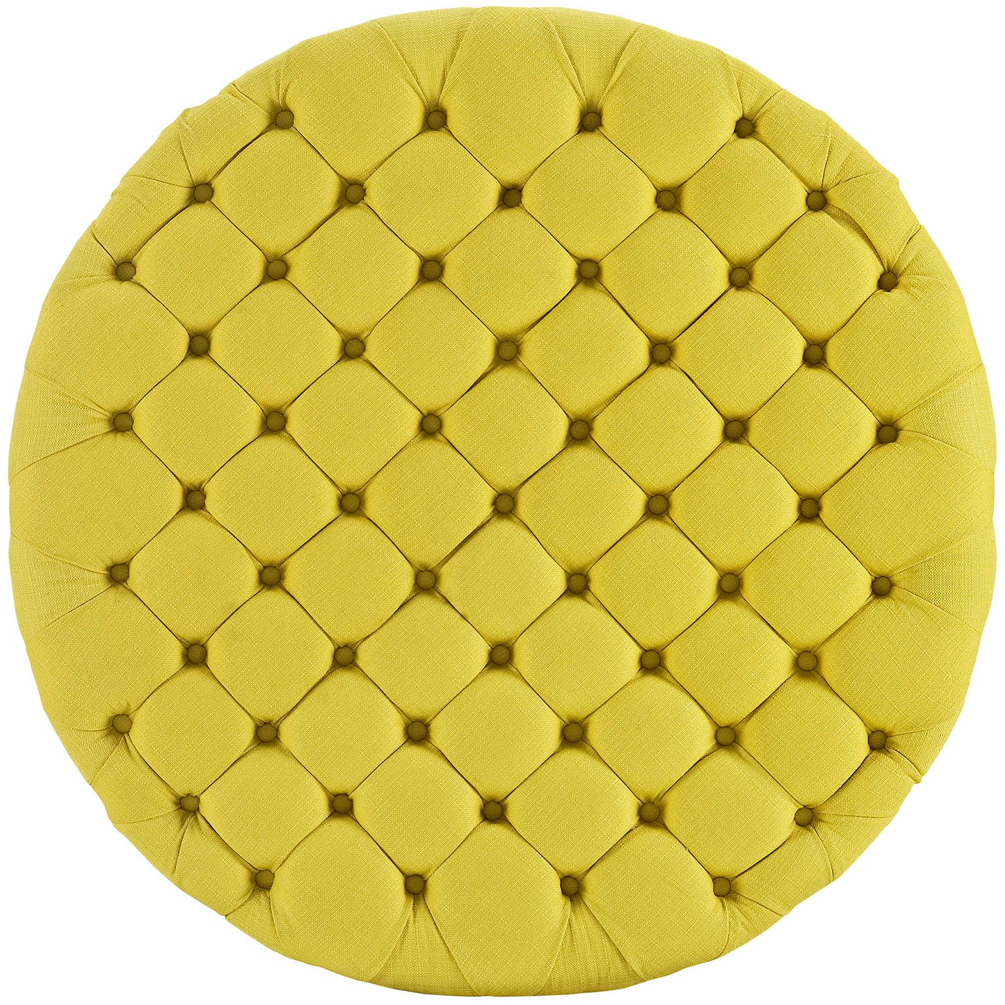 Modway Amour Fabric Upholstered Button-Tufted Round Ottoman in Sunny