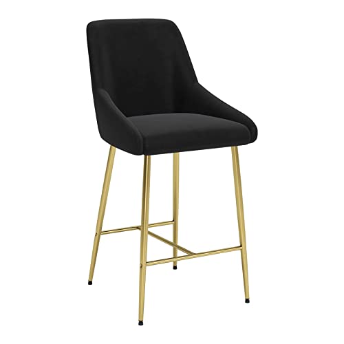 Zuo Modern - Madelaine Counter Chair Black & Gold - Modern - Seating - Steel, Plywood, Foam, 100% Polyester - Indoor - 39.4in Height