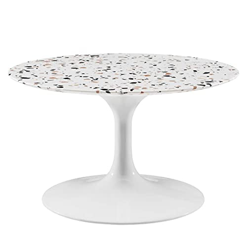 Modway White Lippa Round Terrazzo Coffee Table EEI-5710-WHI-WHI