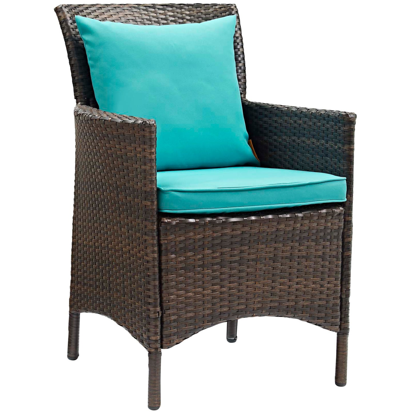 Modway Conduit Wicker Rattan Outdoor Patio Dining Arm Chair with Cushion