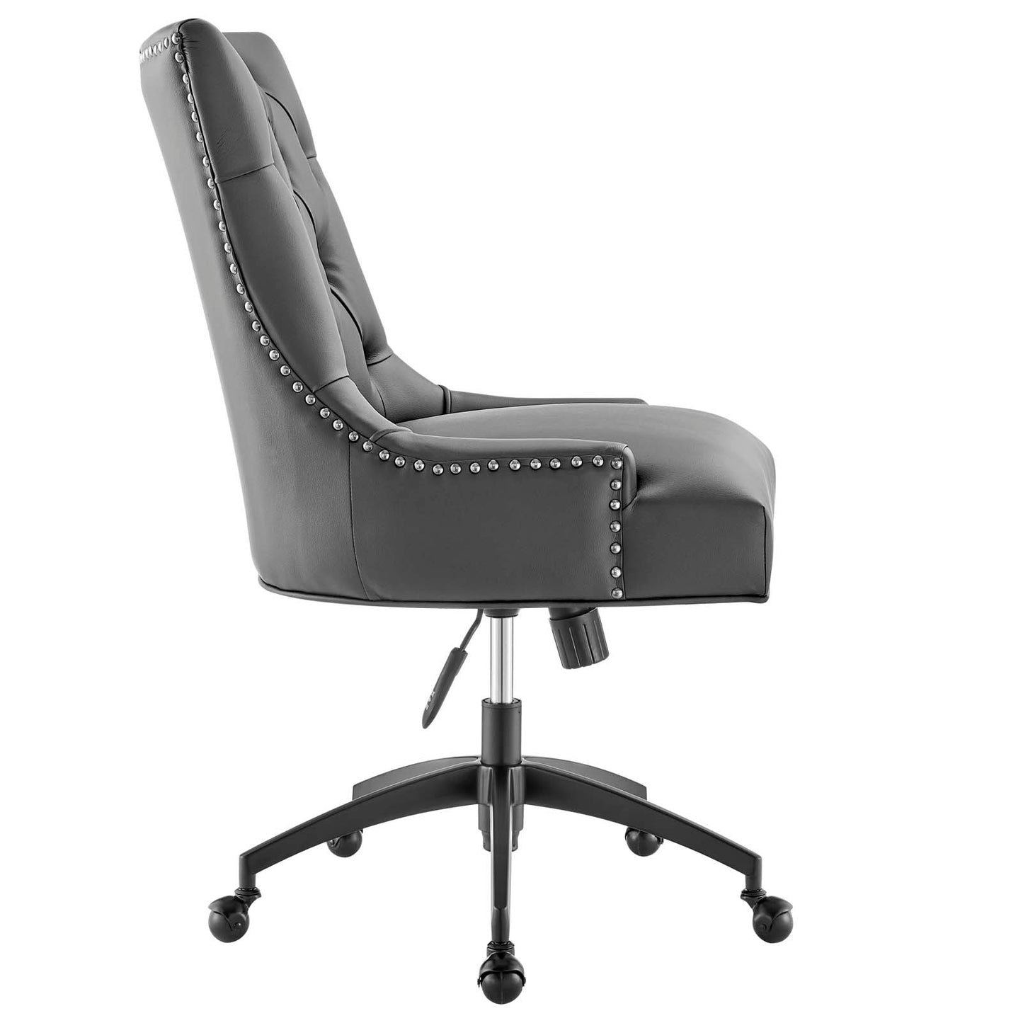 Modway Regent Tufted Vegan Leather Swivel Office Chair in Black Gray