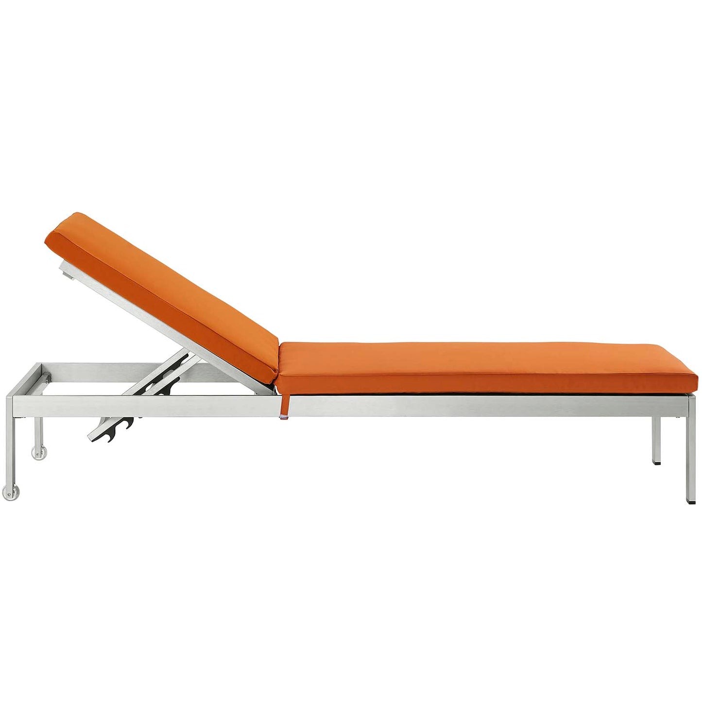 Modway Shore Aluminum Outdoor Patio Chaise Poolside Lounge Chair with Cushion, Orange