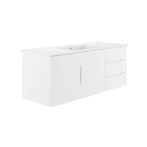 Modway Vitality 48" Single Sink Wall-Mount Bathroom Vanity White