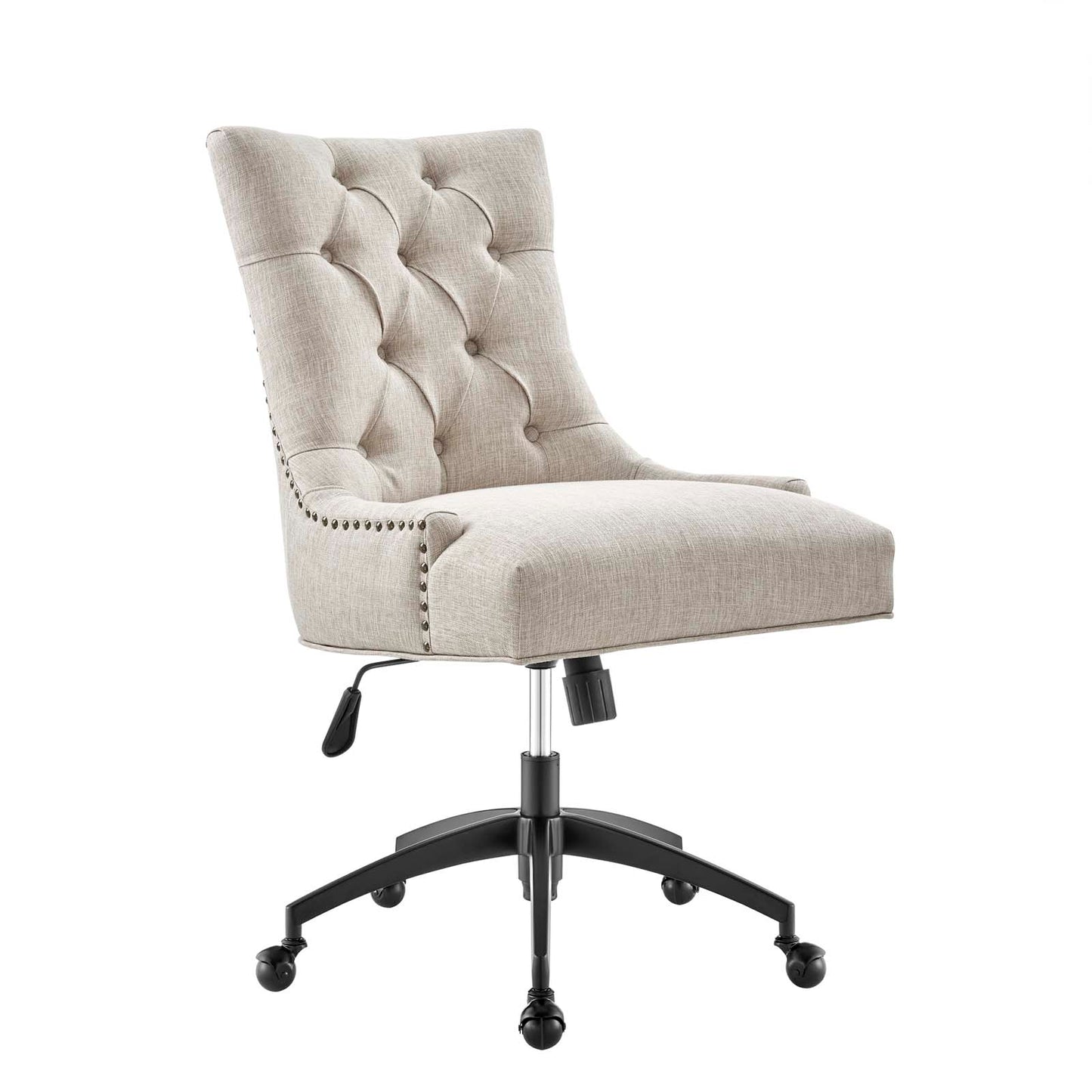 Modway Regent Tufted Fabric Swivel Office Chair in Black Beige
