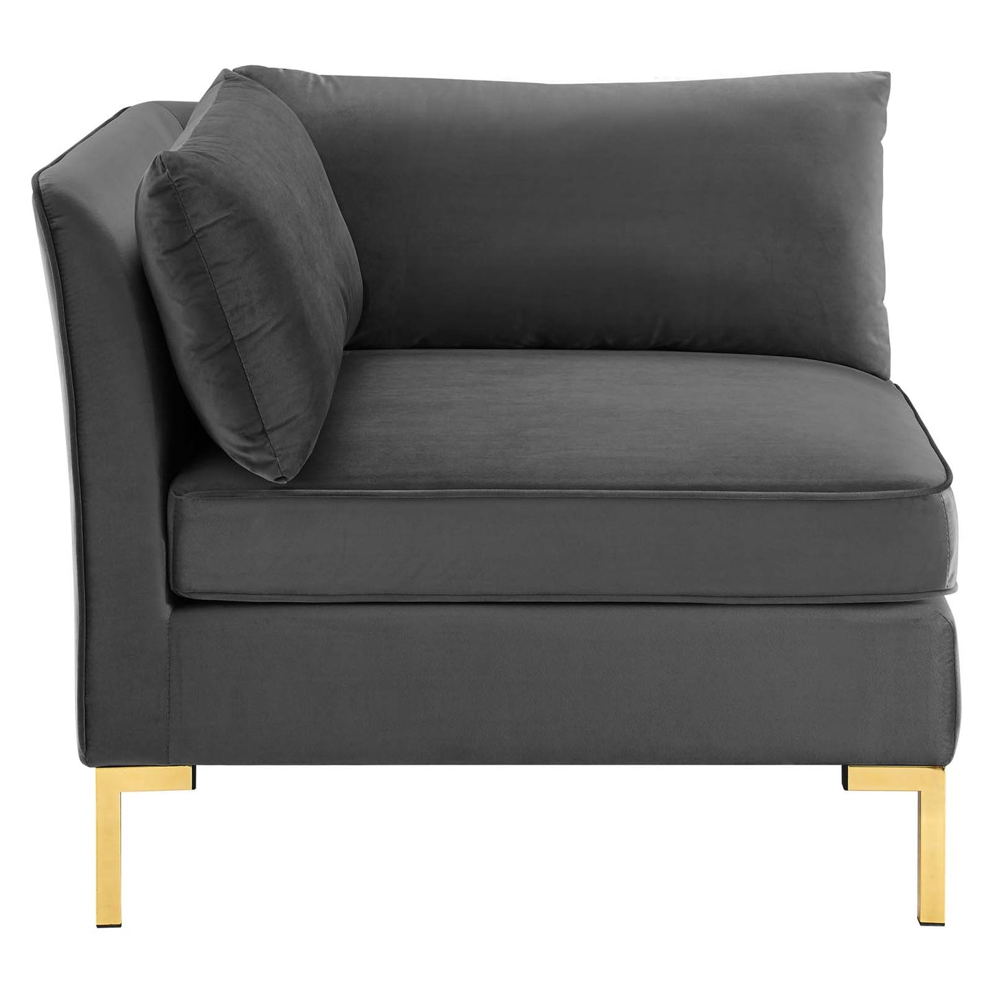 Modway Ardent Performance Velvet Sectional Sofa Corner Chair, Gray