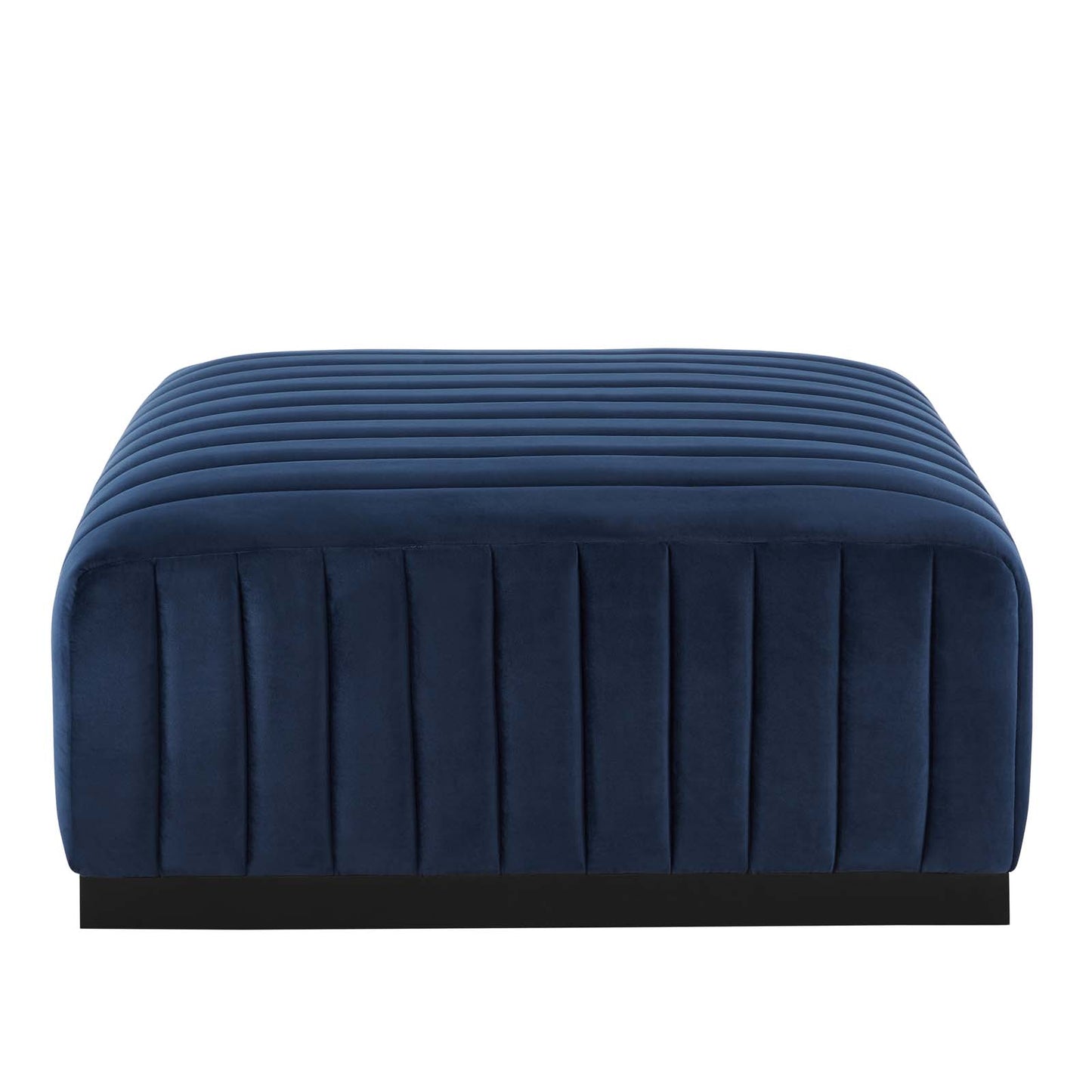 Modway Midnight Blue Conjure Channel Velvet Ottoman EEI-5500-BLK-MID