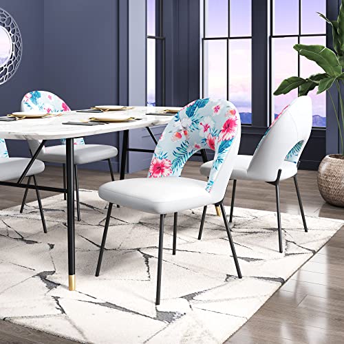 Zuo Torrey Dining Chair (Set of 2) Print & Gray, Multicolor, Gray, Matte Black