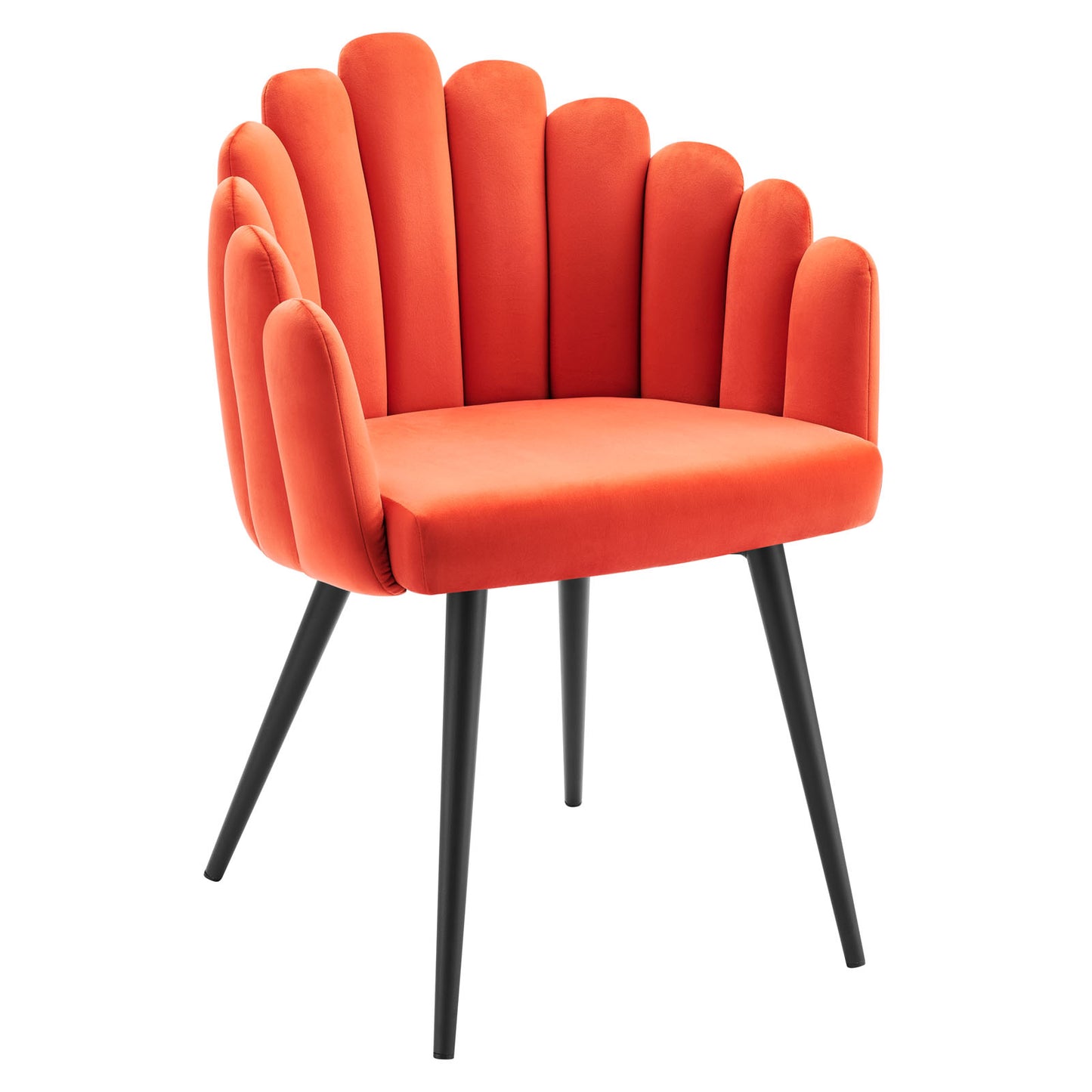 Modway Performance Velvet Channel Tufted Set of 2 in Black Orange Dining Chair