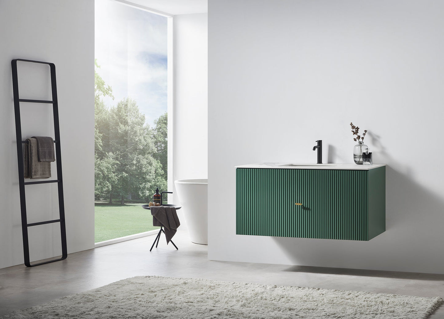 BARCELONA 42” FOREST GREEN WALL MOUNT MODERN BATHROOM VANITY