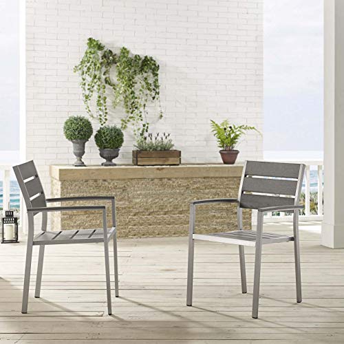 Modway EEI-4042-SLV-GRY Shore Outdoor Patio Armchair Set, Silver Gray