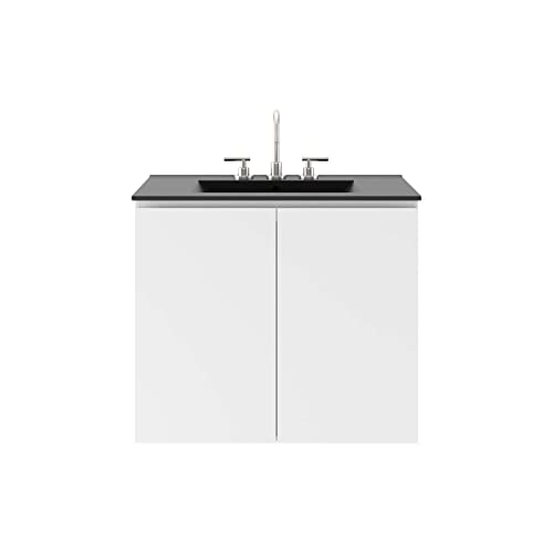 Modway White and Black Bryn Wall-Mount Bathroom Vanity EEI-5778-WHI-BLK