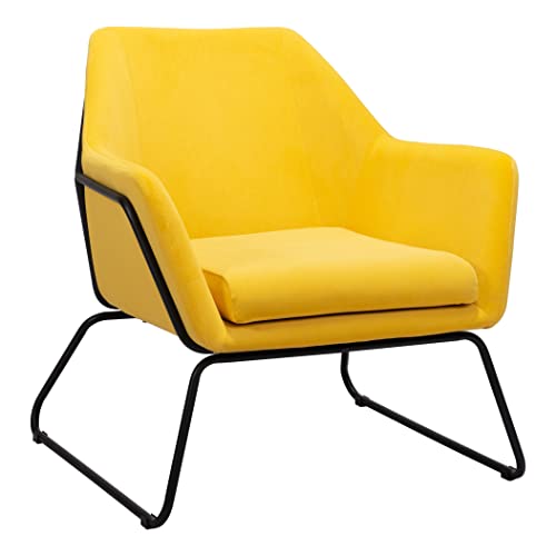 Zuo Modern - Jose Accent Chair Yellow - Modern - Seating - Steel, Plywood, Foam, 100% Polyester - Indoor - 30.3in Height